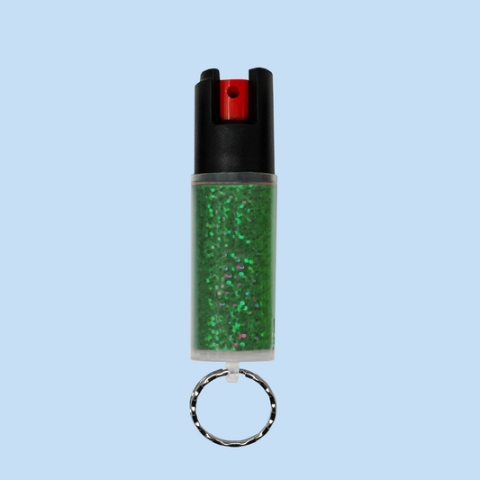 RDS50 Green Glitter Flake Keychain With Protective Cover – . 50 oz