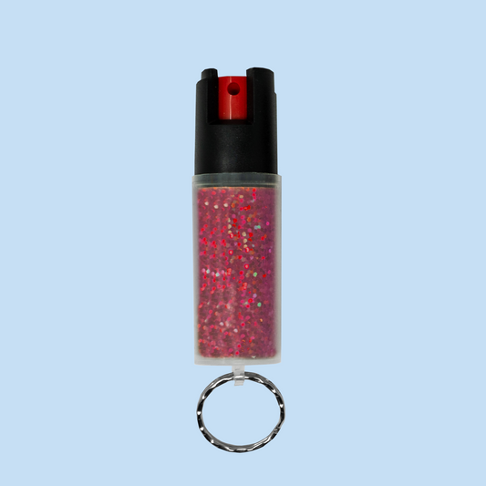 RDS50 Red Glitter Flake Keychain With Protective Cover – . 50 oz